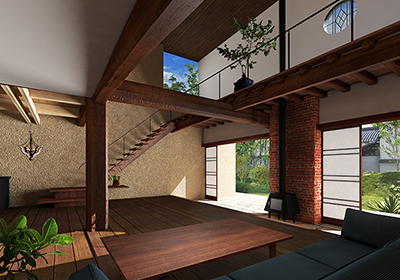 ホテル客室の内観CGパース