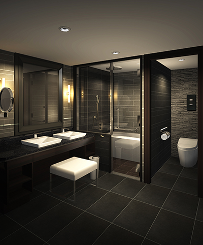 ホテル客室ない浴室のCGパース