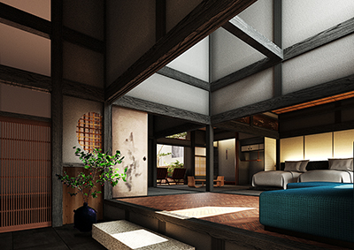 ホテル客室の内観CGパース