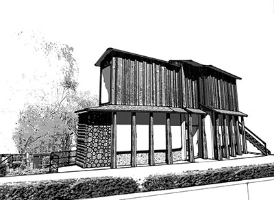 商業建築の外観CGパース